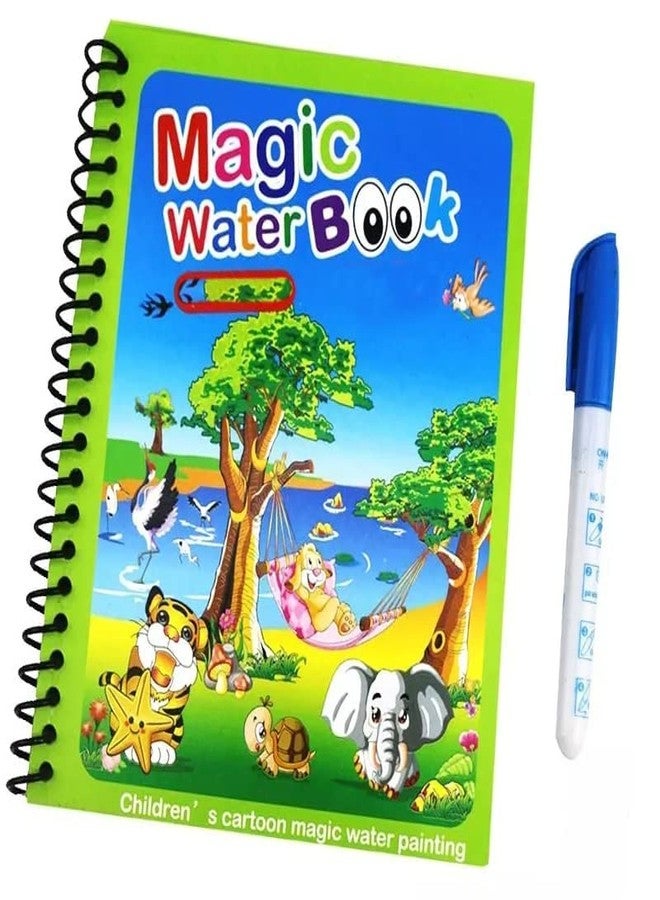 Agroha Reusable Magic Water Painting Book with Magic Doodle Pen for Kids, 12 Themes Drawing Sheets for Kids,Toddlers & Child Educational Toy Magic Book (1Pc) (Color As per Availability) (1) - Image 1